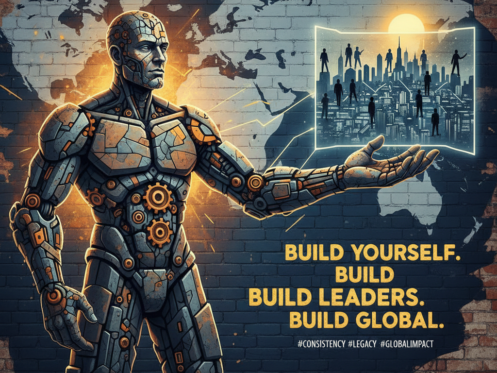 Líder em constante construção para formar novos líderes, representando a postura de um líder global.