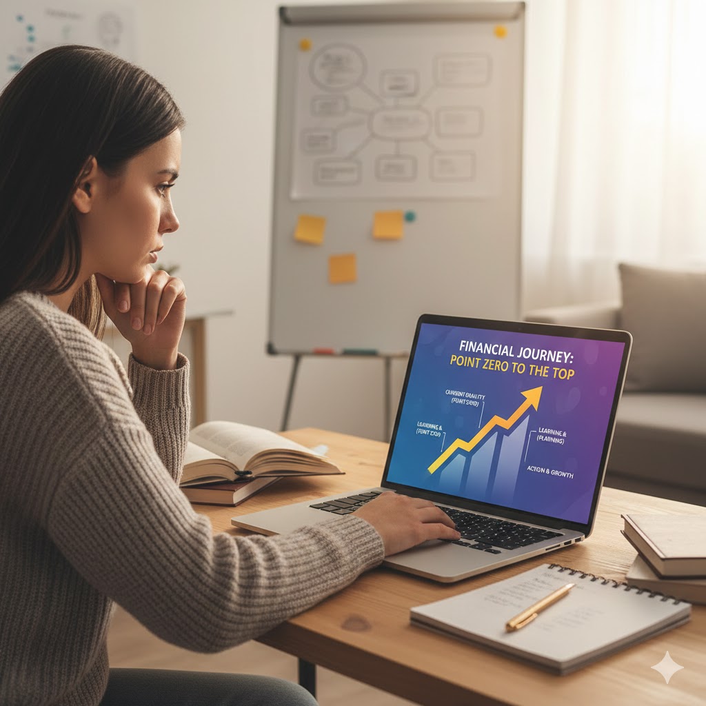 Pessoa comum analisando o crescimento de sua renda recorrente digital.